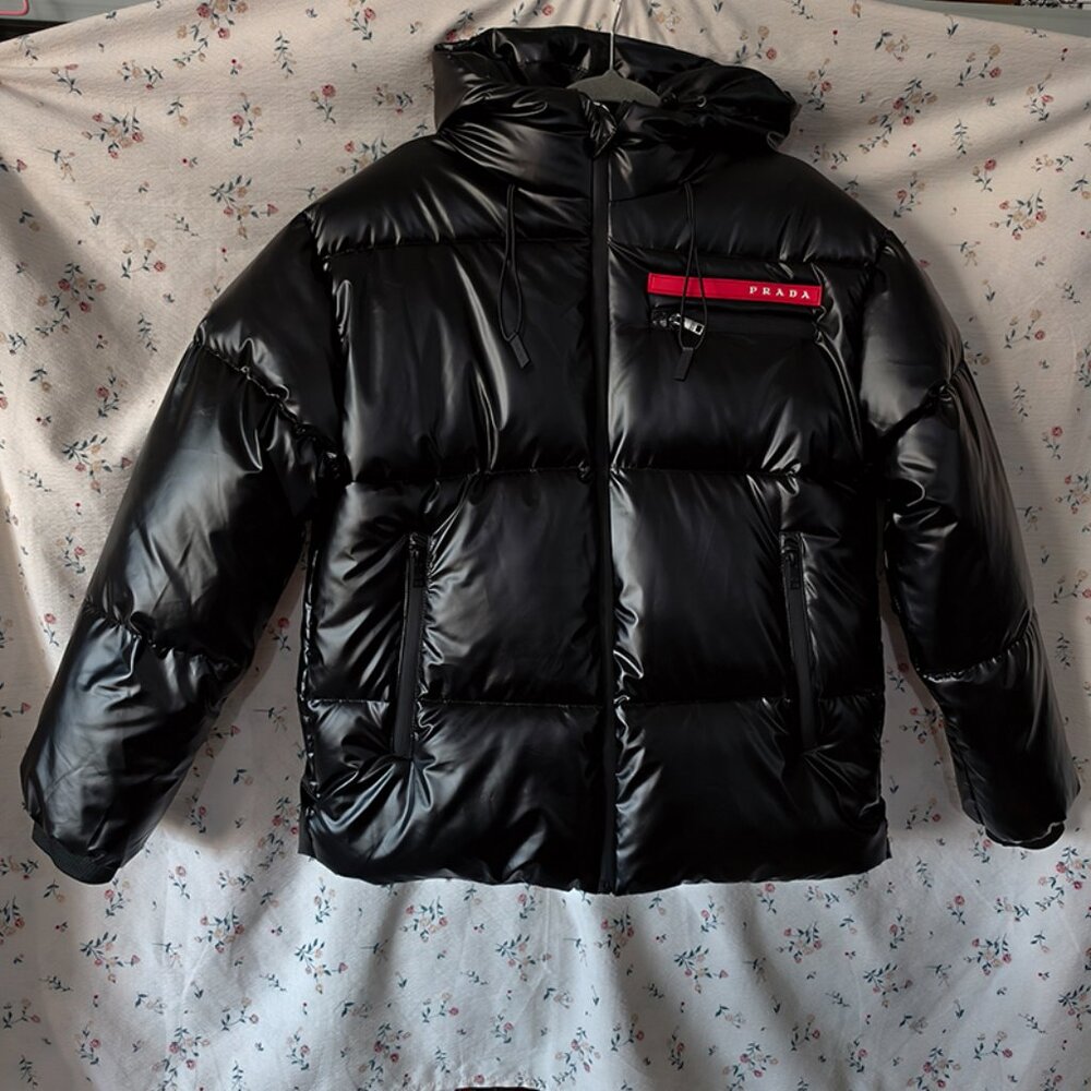 Prada Black Hooded Down Jacket - image 1